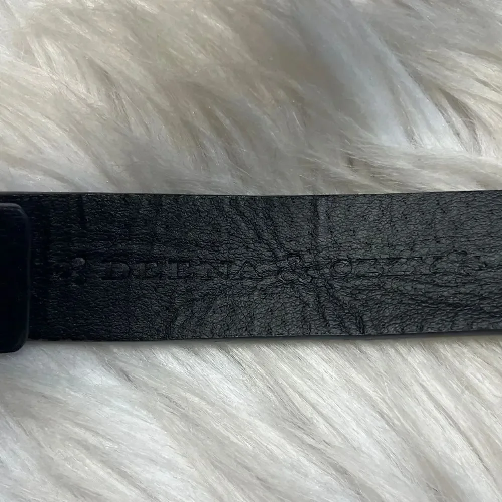 Deena & Ozzy MEOW Fashion Belt Black and Gold Small